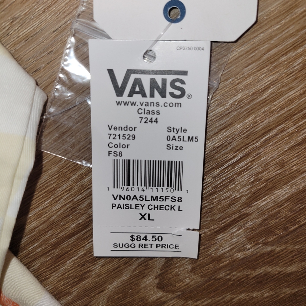 VANS Women's ANAHEIM PAISLEY CHECK LONG SLEEVE BUTTONDOWN TOP Size XL New - Picture 7 of 7